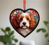 Cavapoo Brown & White Stained Glass Effect Heart Suncatcher